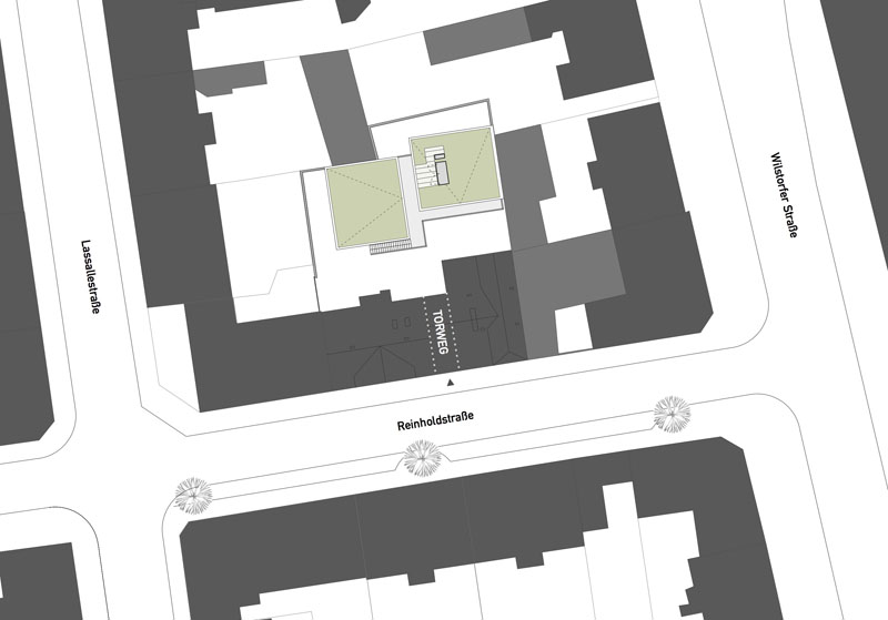 Lageplan Hinterhof mit Zugang über Torweg (Quelle: KAHRS Architekten)